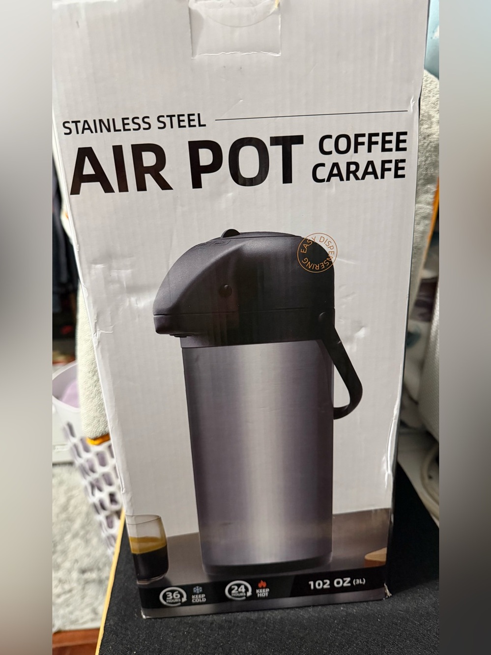 Stainless Steel Air Pot Coffee Carafe - Black and Silver